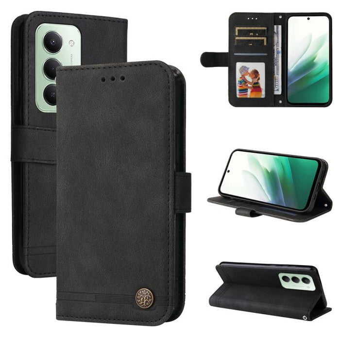 Funda de cuero para teléfono con botones de metal y diseño de árbol de la vida Skin Feel, For Redmi 15a 5G, For Redmi Turbo 5 Max 5G / Poco X8 Pro Max 5G, For Redmi Turbo 5 5G / Poco X8 Pro 5G, For Redmi Note 15 Pro+ 5G 163.3mm / Poco M8 Pro 5G        ...