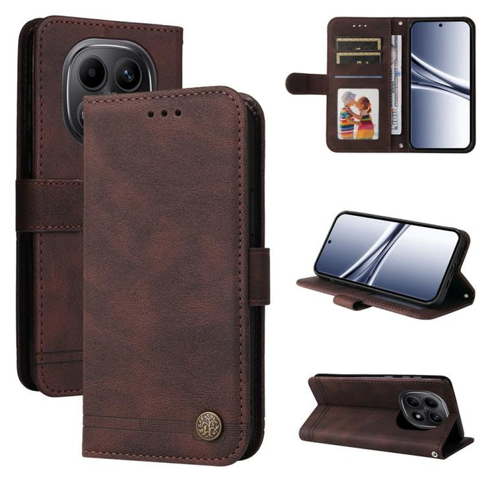 Funda de cuero para teléfono con botones de metal y diseño de árbol de la vida Skin Feel, For Redmi 15a 5G, For Redmi Turbo 5 Max 5G / Poco X8 Pro Max 5G, For Redmi Turbo 5 5G / Poco X8 Pro 5G, For Redmi Note 15 Pro+ 5G 163.3mm / Poco M8 Pro 5G        ...
