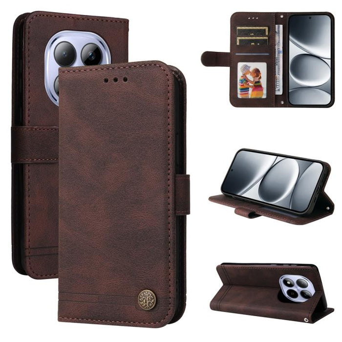 Funda de cuero para teléfono con botones de metal y diseño de árbol de la vida Skin Feel, For Redmi 15a 5G, For Redmi Turbo 5 Max 5G / Poco X8 Pro Max 5G, For Redmi Turbo 5 5G / Poco X8 Pro 5G, For Redmi Note 15 Pro+ 5G 163.3mm / Poco M8 Pro 5G        ...