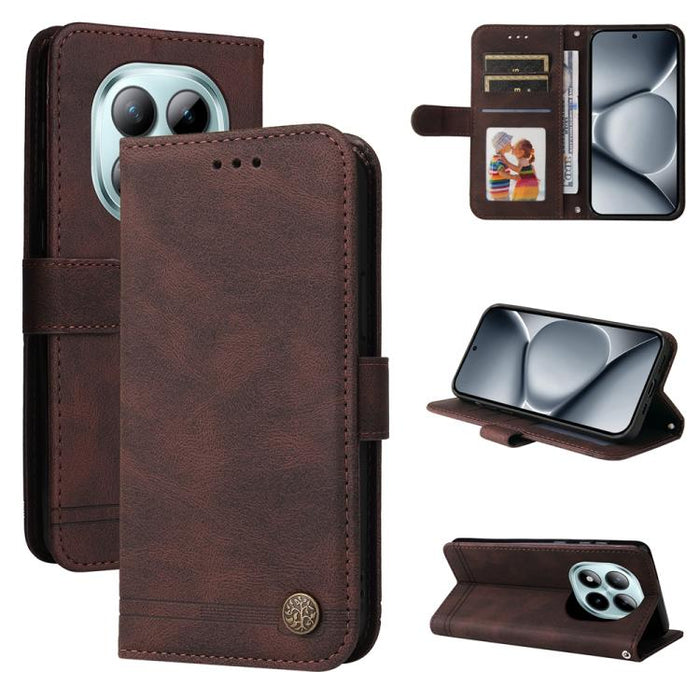 Funda de cuero para teléfono con botones de metal y diseño de árbol de la vida Skin Feel, For Redmi 15a 5G, For Redmi Turbo 5 Max 5G / Poco X8 Pro Max 5G, For Redmi Turbo 5 5G / Poco X8 Pro 5G, For Redmi Note 15 Pro+ 5G 163.3mm / Poco M8 Pro 5G        ...