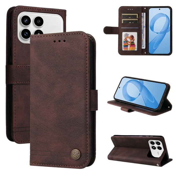 Funda de cuero para teléfono con botones de metal y diseño de árbol de la vida Skin Feel, For Redmi 15a 5G, For Redmi Turbo 5 Max 5G / Poco X8 Pro Max 5G, For Redmi Turbo 5 5G / Poco X8 Pro 5G, For Redmi Note 15 Pro+ 5G 163.3mm / Poco M8 Pro 5G        ...