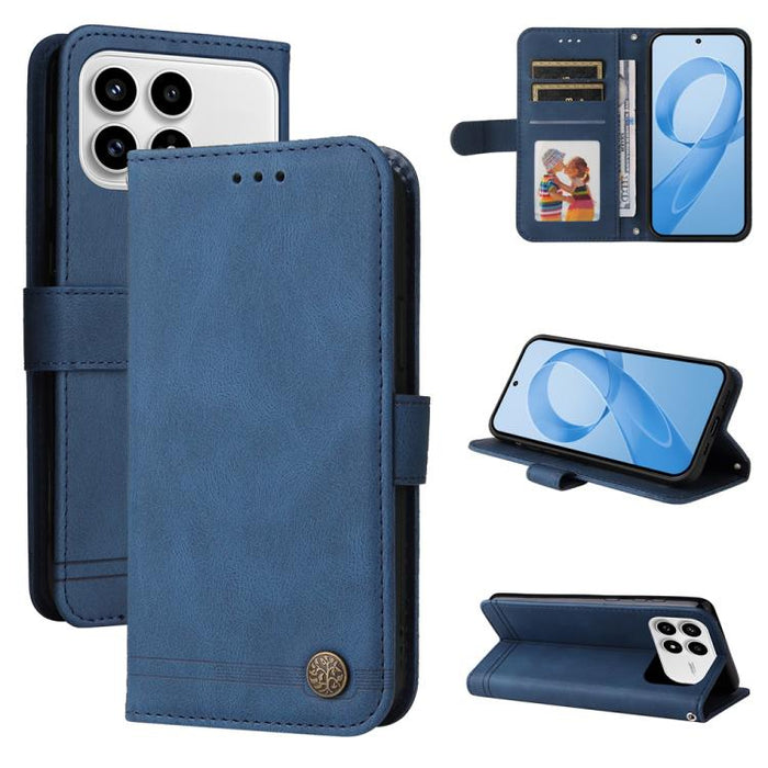 Funda de cuero para teléfono con botones de metal y diseño de árbol de la vida Skin Feel, For Redmi 15a 5G, For Redmi Turbo 5 Max 5G / Poco X8 Pro Max 5G, For Redmi Turbo 5 5G / Poco X8 Pro 5G, For Redmi Note 15 Pro+ 5G 163.3mm / Poco M8 Pro 5G        ...