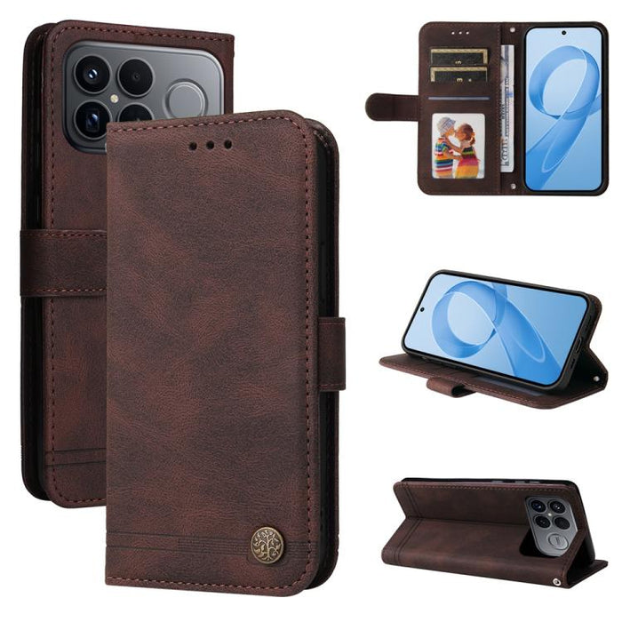 Funda de cuero para teléfono con botones de metal y diseño de árbol de la vida Skin Feel, For Redmi 15a 5G, For Redmi Turbo 5 Max 5G / Poco X8 Pro Max 5G, For Redmi Turbo 5 5G / Poco X8 Pro 5G, For Redmi Note 15 Pro+ 5G 163.3mm / Poco M8 Pro 5G        ...