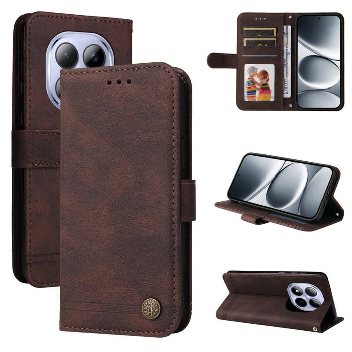 Funda de cuero para teléfono con botones de metal y diseño de árbol de la vida Skin Feel, For Redmi 15a 5G, For Redmi Turbo 5 Max 5G / Poco X8 Pro Max 5G, For Redmi Turbo 5 5G / Poco X8 Pro 5G, For Redmi Note 15 Pro+ 5G 163.3mm / Poco M8 Pro 5G        ...