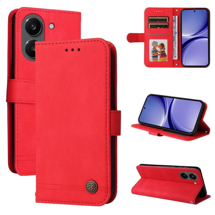Funda de cuero para teléfono con botones de metal y diseño de árbol de la vida Skin Feel, For Redmi 15a 5G, For Redmi Turbo 5 Max 5G / Poco X8 Pro Max 5G, For Redmi Turbo 5 5G / Poco X8 Pro 5G, For Redmi Note 15 Pro+ 5G 163.3mm / Poco M8 Pro 5G        ...