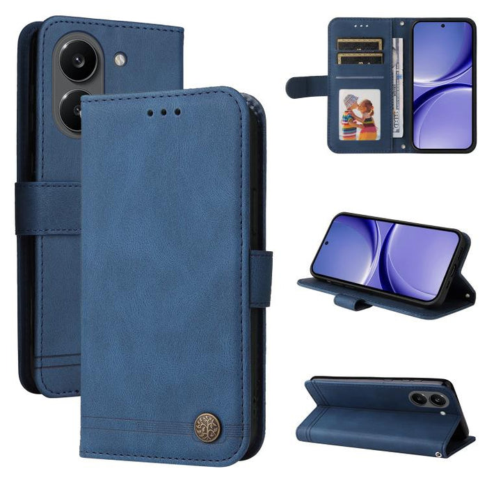 Funda de cuero para teléfono con botones de metal y diseño de árbol de la vida Skin Feel, For Redmi 15a 5G, For Redmi Turbo 5 Max 5G / Poco X8 Pro Max 5G, For Redmi Turbo 5 5G / Poco X8 Pro 5G, For Redmi Note 15 Pro+ 5G 163.3mm / Poco M8 Pro 5G        ...