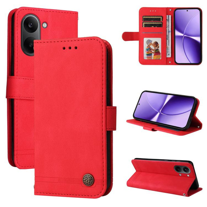 Funda de cuero para teléfono con botones de metal y diseño de árbol de la vida Skin Feel, For Redmi 15a 5G, For Redmi Turbo 5 Max 5G / Poco X8 Pro Max 5G, For Redmi Turbo 5 5G / Poco X8 Pro 5G, For Redmi Note 15 Pro+ 5G 163.3mm / Poco M8 Pro 5G        ...
