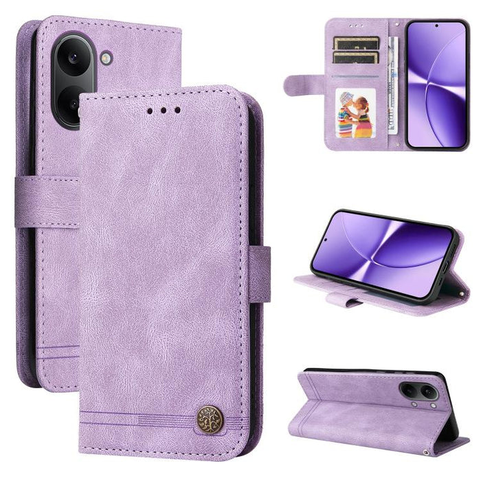 Funda de cuero para teléfono con botones de metal y diseño de árbol de la vida Skin Feel, For Redmi 15a 5G, For Redmi Turbo 5 Max 5G / Poco X8 Pro Max 5G, For Redmi Turbo 5 5G / Poco X8 Pro 5G, For Redmi Note 15 Pro+ 5G 163.3mm / Poco M8 Pro 5G        ...