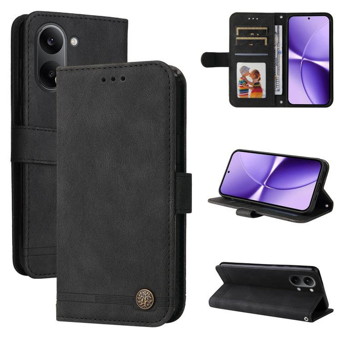 Funda de cuero para teléfono con botones de metal y diseño de árbol de la vida Skin Feel, For Redmi 15a 5G, For Redmi Turbo 5 Max 5G / Poco X8 Pro Max 5G, For Redmi Turbo 5 5G / Poco X8 Pro 5G, For Redmi Note 15 Pro+ 5G 163.3mm / Poco M8 Pro 5G        ...