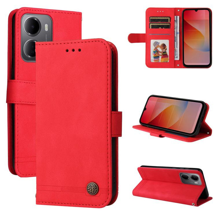 Funda de cuero para teléfono con botones de metal y diseño de árbol de la vida Skin Feel, For Redmi 15a 5G, For Redmi Turbo 5 Max 5G / Poco X8 Pro Max 5G, For Redmi Turbo 5 5G / Poco X8 Pro 5G, For Redmi Note 15 Pro+ 5G 163.3mm / Poco M8 Pro 5G        ...