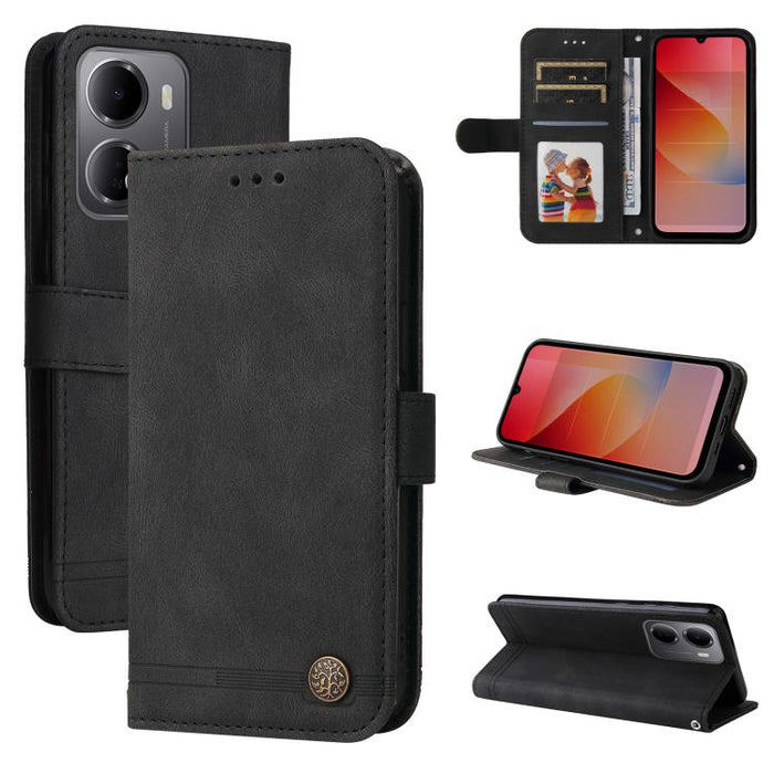 Funda de cuero para teléfono con botones de metal y diseño de árbol de la vida Skin Feel, For Redmi 15a 5G, For Redmi Turbo 5 Max 5G / Poco X8 Pro Max 5G, For Redmi Turbo 5 5G / Poco X8 Pro 5G, For Redmi Note 15 Pro+ 5G 163.3mm / Poco M8 Pro 5G        ...