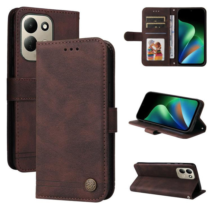 Funda de cuero para teléfono con botones de metal y diseño de árbol de la vida Skin Feel, For Redmi 15a 5G, For Redmi Turbo 5 Max 5G / Poco X8 Pro Max 5G, For Redmi Turbo 5 5G / Poco X8 Pro 5G, For Redmi Note 15 Pro+ 5G 163.3mm / Poco M8 Pro 5G        ...