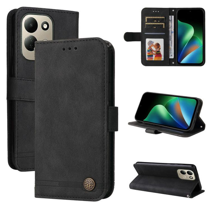 Funda de cuero para teléfono con botones de metal y diseño de árbol de la vida Skin Feel, For Redmi 15a 5G, For Redmi Turbo 5 Max 5G / Poco X8 Pro Max 5G, For Redmi Turbo 5 5G / Poco X8 Pro 5G, For Redmi Note 15 Pro+ 5G 163.3mm / Poco M8 Pro 5G        ...