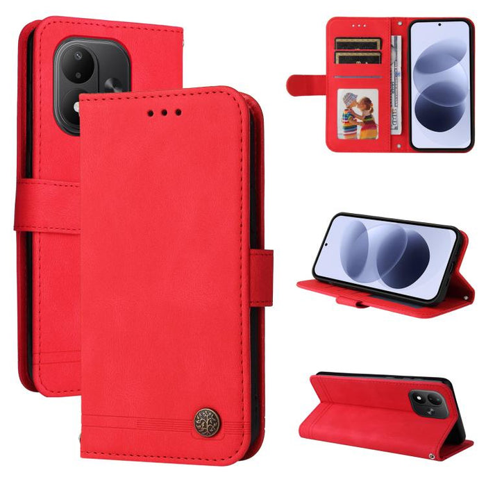 Funda de cuero para teléfono con botones de metal y diseño de árbol de la vida Skin Feel, For Redmi 15a 5G, For Redmi Turbo 5 Max 5G / Poco X8 Pro Max 5G, For Redmi Turbo 5 5G / Poco X8 Pro 5G, For Redmi Note 15 Pro+ 5G 163.3mm / Poco M8 Pro 5G        ...