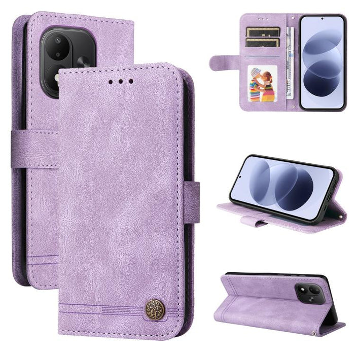 Funda de cuero para teléfono con botones de metal y diseño de árbol de la vida Skin Feel, For Redmi 15a 5G, For Redmi Turbo 5 Max 5G / Poco X8 Pro Max 5G, For Redmi Turbo 5 5G / Poco X8 Pro 5G, For Redmi Note 15 Pro+ 5G 163.3mm / Poco M8 Pro 5G        ...