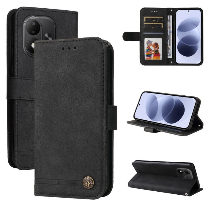 Funda de cuero para teléfono con botones de metal y diseño de árbol de la vida Skin Feel, For Redmi 15a 5G, For Redmi Turbo 5 Max 5G / Poco X8 Pro Max 5G, For Redmi Turbo 5 5G / Poco X8 Pro 5G, For Redmi Note 15 Pro+ 5G 163.3mm / Poco M8 Pro 5G        ...
