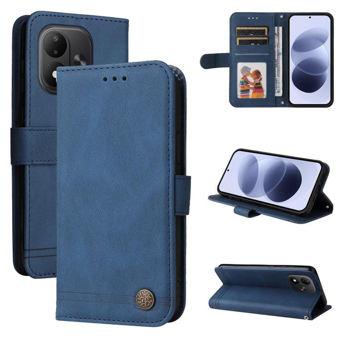 Funda de cuero para teléfono con botones de metal y diseño de árbol de la vida Skin Feel, For Redmi 15a 5G, For Redmi Turbo 5 Max 5G / Poco X8 Pro Max 5G, For Redmi Turbo 5 5G / Poco X8 Pro 5G, For Redmi Note 15 Pro+ 5G 163.3mm / Poco M8 Pro 5G        ...