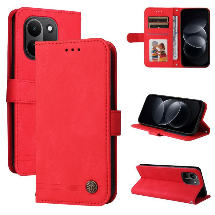Funda de cuero para teléfono con botones de metal y diseño de árbol de la vida Skin Feel, For Redmi 15a 5G, For Redmi Turbo 5 Max 5G / Poco X8 Pro Max 5G, For Redmi Turbo 5 5G / Poco X8 Pro 5G, For Redmi Note 15 Pro+ 5G 163.3mm / Poco M8 Pro 5G        ...