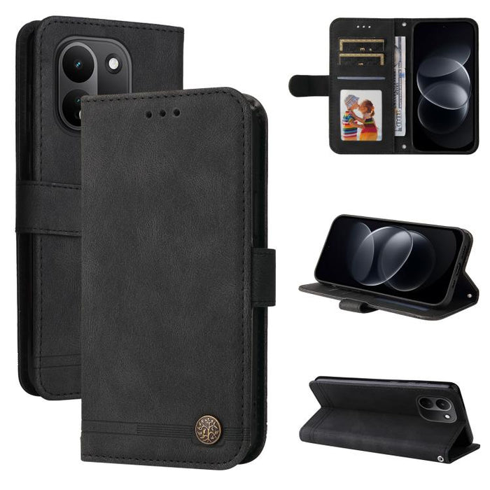 Funda de cuero para teléfono con botones de metal y diseño de árbol de la vida Skin Feel, For Redmi 15a 5G, For Redmi Turbo 5 Max 5G / Poco X8 Pro Max 5G, For Redmi Turbo 5 5G / Poco X8 Pro 5G, For Redmi Note 15 Pro+ 5G 163.3mm / Poco M8 Pro 5G        ...