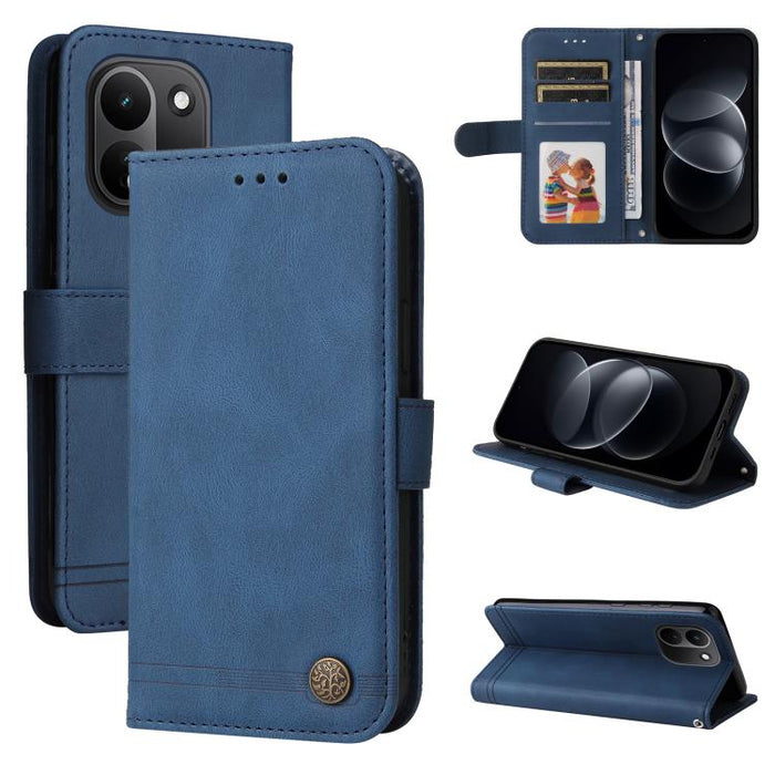 Funda de cuero para teléfono con botones de metal y diseño de árbol de la vida Skin Feel, For Redmi 15a 5G, For Redmi Turbo 5 Max 5G / Poco X8 Pro Max 5G, For Redmi Turbo 5 5G / Poco X8 Pro 5G, For Redmi Note 15 Pro+ 5G 163.3mm / Poco M8 Pro 5G        ...