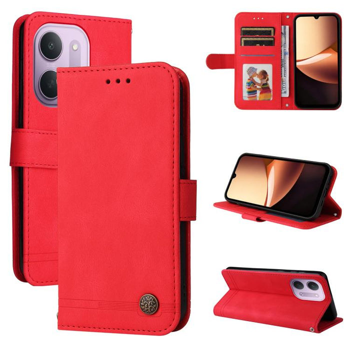 Funda de cuero para teléfono con botones de metal y diseño de árbol de la vida Skin Feel, For Redmi 15a 5G, For Redmi Turbo 5 Max 5G / Poco X8 Pro Max 5G, For Redmi Turbo 5 5G / Poco X8 Pro 5G, For Redmi Note 15 Pro+ 5G 163.3mm / Poco M8 Pro 5G        ...