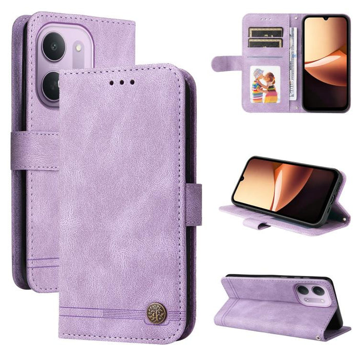 Funda de cuero para teléfono con botones de metal y diseño de árbol de la vida Skin Feel, For Redmi 15a 5G, For Redmi Turbo 5 Max 5G / Poco X8 Pro Max 5G, For Redmi Turbo 5 5G / Poco X8 Pro 5G, For Redmi Note 15 Pro+ 5G 163.3mm / Poco M8 Pro 5G        ...
