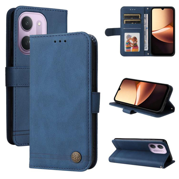 Funda de cuero para teléfono con botones de metal y diseño de árbol de la vida Skin Feel, For Redmi 15a 5G, For Redmi Turbo 5 Max 5G / Poco X8 Pro Max 5G, For Redmi Turbo 5 5G / Poco X8 Pro 5G, For Redmi Note 15 Pro+ 5G 163.3mm / Poco M8 Pro 5G        ...