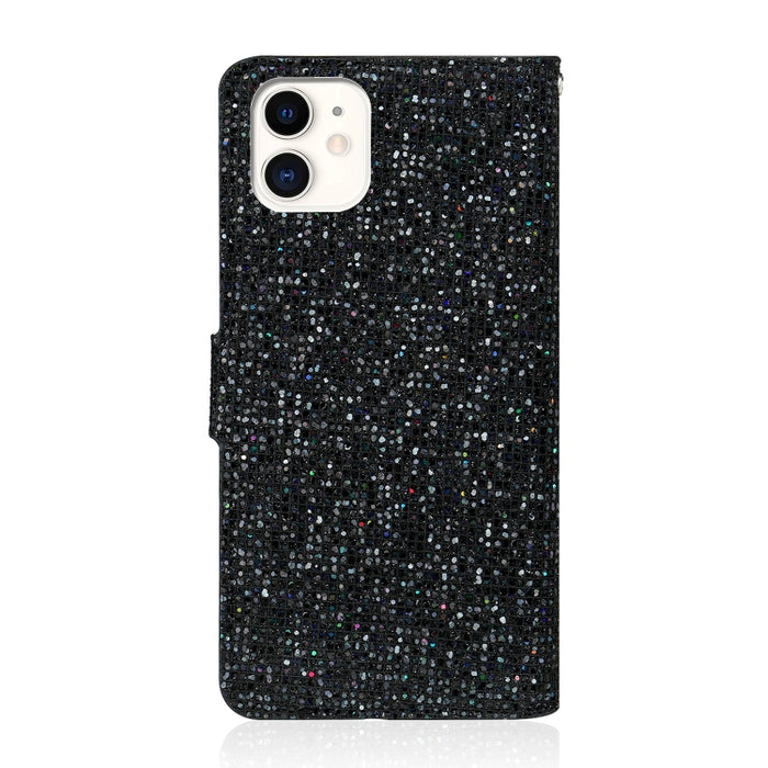Estuche de cuero con tapa horizontal en polvo brillante con ranuras para tarjetas y soporte y cordón, For iPhone 12 / 12 Pro, For iPhone 12 Pro Max