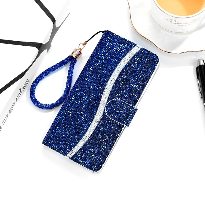 Estuche de cuero con tapa horizontal en polvo brillante con ranuras para tarjetas y soporte y cordón, For iPhone 12 / 12 Pro, For iPhone 12 Pro Max