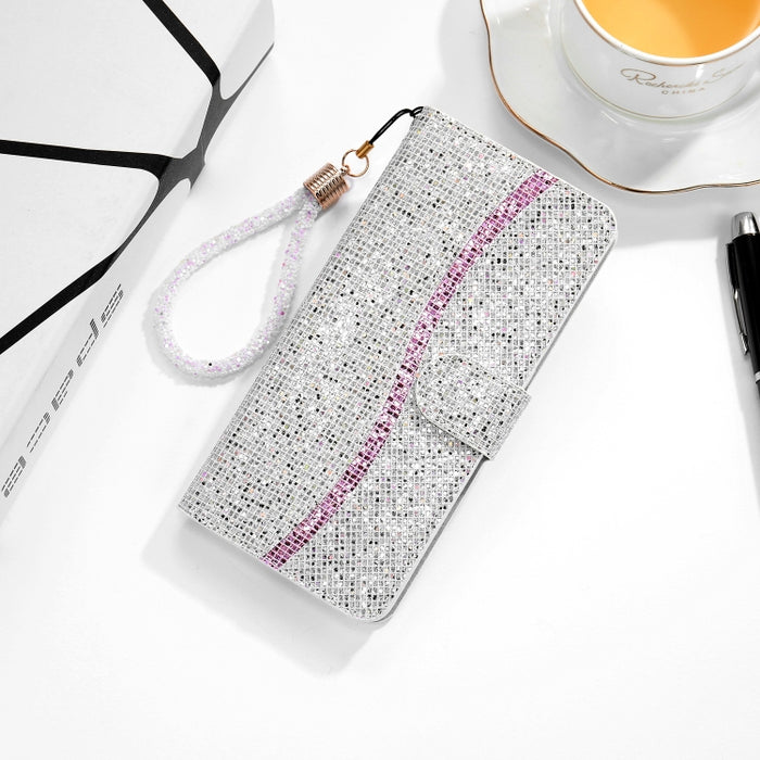 Estuche de cuero con tapa horizontal en polvo brillante con ranuras para tarjetas y soporte y cordón, For iPhone 12 / 12 Pro, For iPhone 12 Pro Max