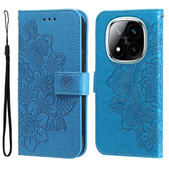 Funda para teléfono de cuero con estampado de flores de siete pétalos, For Redmi Note 14 4G 163.25mm Global, For Redmi Note 14 5G, For Redmi Note 14 Pro 5G / Note 14 Pro+ 5G, For Redmi 14C 4G, For Redmi K70 Ultra, For Redmi 13 4G / Redmi Note 13R