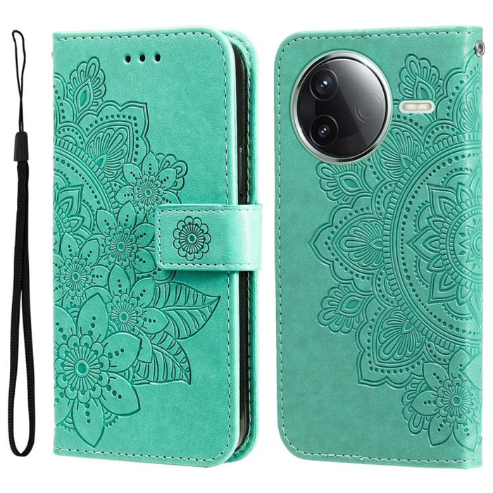 Funda para teléfono de cuero con estampado de flores de siete pétalos, For Redmi 15a 5G, For Redmi Turbo 5 Max 5G / Poco X8 Pro Max 5G, For Redmi Turbo 5 5G / Poco X8 Pro 5G, For Redmi Note 15 Pro+ 5G 163.3mm / Poco M8 Pro 5G                           ...
