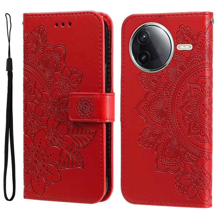 Funda para teléfono de cuero con estampado de flores de siete pétalos, For Redmi 15a 5G, For Redmi Turbo 5 Max 5G / Poco X8 Pro Max 5G, For Redmi Turbo 5 5G / Poco X8 Pro 5G, For Redmi Note 15 Pro+ 5G 163.3mm / Poco M8 Pro 5G                           ...