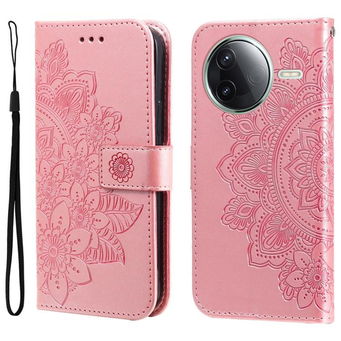 Funda para teléfono de cuero con estampado de flores de siete pétalos, For Redmi 15a 5G, For Redmi Turbo 5 Max 5G / Poco X8 Pro Max 5G, For Redmi Turbo 5 5G / Poco X8 Pro 5G, For Redmi Note 15 Pro+ 5G 163.3mm / Poco M8 Pro 5G                           ...