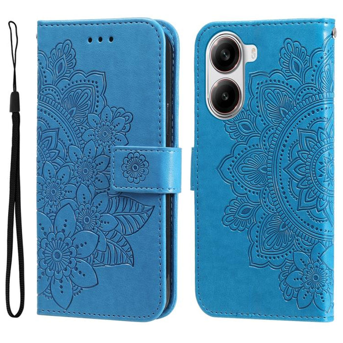 Funda para teléfono de cuero con estampado de flores de siete pétalos, For Redmi Note 14 4G 163.25mm Global, For Redmi Note 14 5G, For Redmi Note 14 Pro 5G / Note 14 Pro+ 5G, For Redmi 14C 4G, For Redmi K70 Ultra, For Redmi 13 4G / Redmi Note 13R