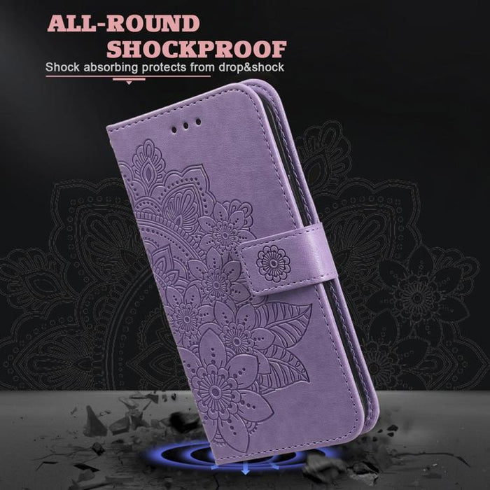 Funda para teléfono de cuero con estampado de flores de siete pétalos, For Redmi Note 14 4G 163.25mm Global, For Redmi Note 14 5G, For Redmi Note 14 Pro 5G / Note 14 Pro+ 5G, For Redmi 14C 4G, For Redmi K70 Ultra, For Redmi 13 4G / Redmi Note 13R
