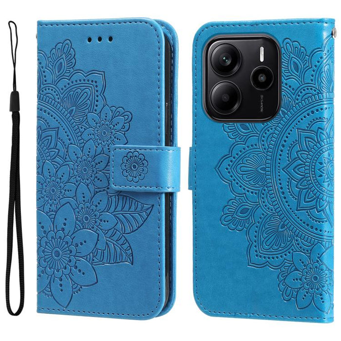 Funda para teléfono de cuero con estampado de flores de siete pétalos, For Redmi Note 14 4G 163.25mm Global, For Redmi Note 14 5G, For Redmi Note 14 Pro 5G / Note 14 Pro+ 5G, For Redmi 14C 4G, For Redmi K70 Ultra, For Redmi 13 4G / Redmi Note 13R