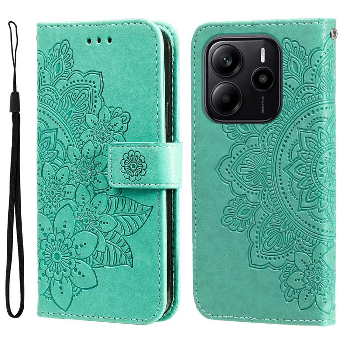 Funda para teléfono de cuero con estampado de flores de siete pétalos, For Redmi Note 14 4G 163.25mm Global, For Redmi Note 14 5G, For Redmi Note 14 Pro 5G / Note 14 Pro+ 5G, For Redmi 14C 4G, For Redmi K70 Ultra, For Redmi 13 4G / Redmi Note 13R