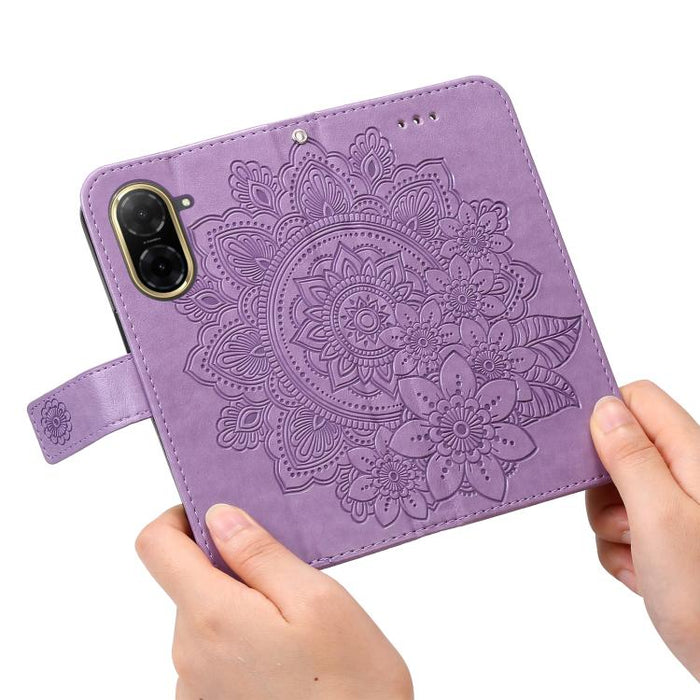 Funda para teléfono de cuero con estampado de flores de siete pétalos, For Redmi Note 14 4G 163.25mm Global, For Redmi Note 14 5G, For Redmi Note 14 Pro 5G / Note 14 Pro+ 5G, For Redmi 14C 4G, For Redmi K70 Ultra, For Redmi 13 4G / Redmi Note 13R