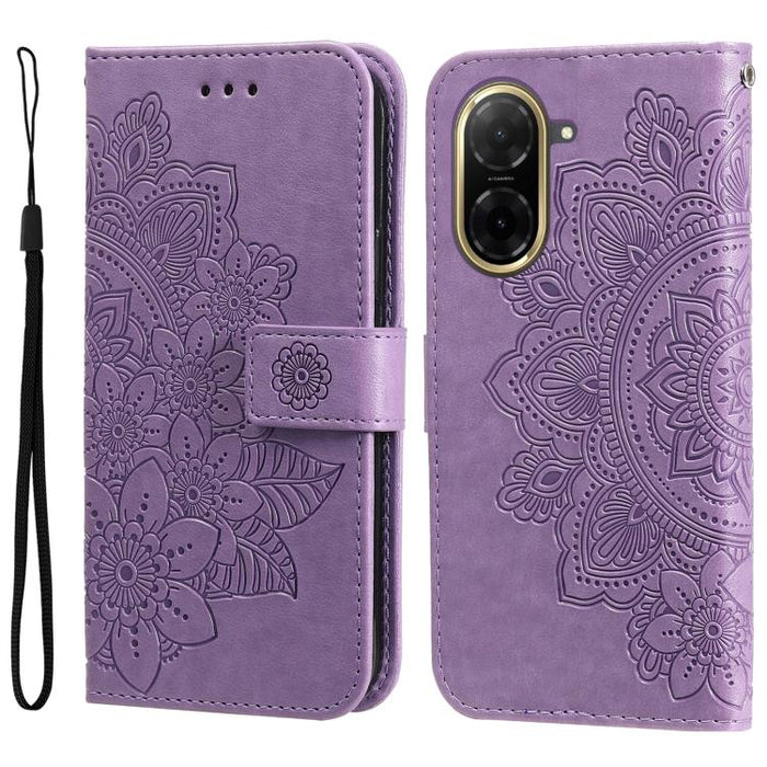 Funda para teléfono de cuero con estampado de flores de siete pétalos, For Redmi Note 14 4G 163.25mm Global, For Redmi Note 14 5G, For Redmi Note 14 Pro 5G / Note 14 Pro+ 5G, For Redmi 14C 4G, For Redmi K70 Ultra, For Redmi 13 4G / Redmi Note 13R
