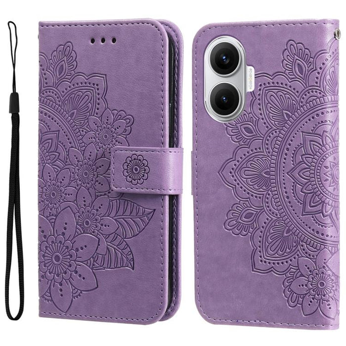 Funda para teléfono de cuero con estampado de flores de siete pétalos, For Redmi 15a 5G, For Redmi Turbo 5 Max 5G / Poco X8 Pro Max 5G, For Redmi Turbo 5 5G / Poco X8 Pro 5G, For Redmi Note 15 Pro+ 5G 163.3mm / Poco M8 Pro 5G                           ...