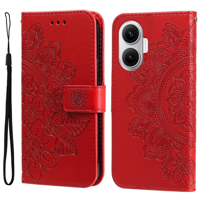 Funda para teléfono de cuero con estampado de flores de siete pétalos, For Redmi 15a 5G, For Redmi Turbo 5 Max 5G / Poco X8 Pro Max 5G, For Redmi Turbo 5 5G / Poco X8 Pro 5G, For Redmi Note 15 Pro+ 5G 163.3mm / Poco M8 Pro 5G                           ...