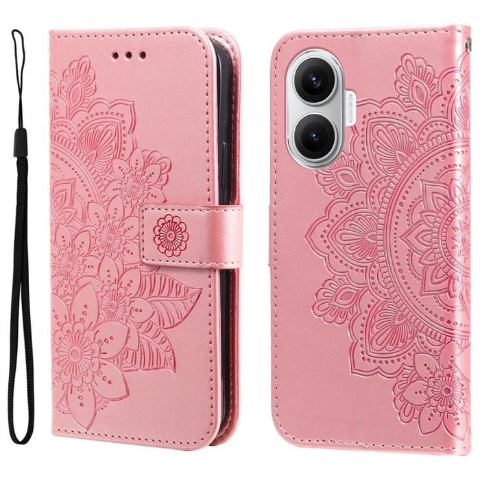 Funda para teléfono de cuero con estampado de flores de siete pétalos, For Redmi 15a 5G, For Redmi Turbo 5 Max 5G / Poco X8 Pro Max 5G, For Redmi Turbo 5 5G / Poco X8 Pro 5G, For Redmi Note 15 Pro+ 5G 163.3mm / Poco M8 Pro 5G                           ...
