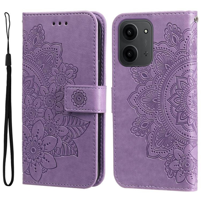 Funda para teléfono de cuero con estampado de flores de siete pétalos, For Redmi 15a 5G, For Redmi Turbo 5 Max 5G / Poco X8 Pro Max 5G, For Redmi Turbo 5 5G / Poco X8 Pro 5G, For Redmi Note 15 Pro+ 5G 163.3mm / Poco M8 Pro 5G                           ...
