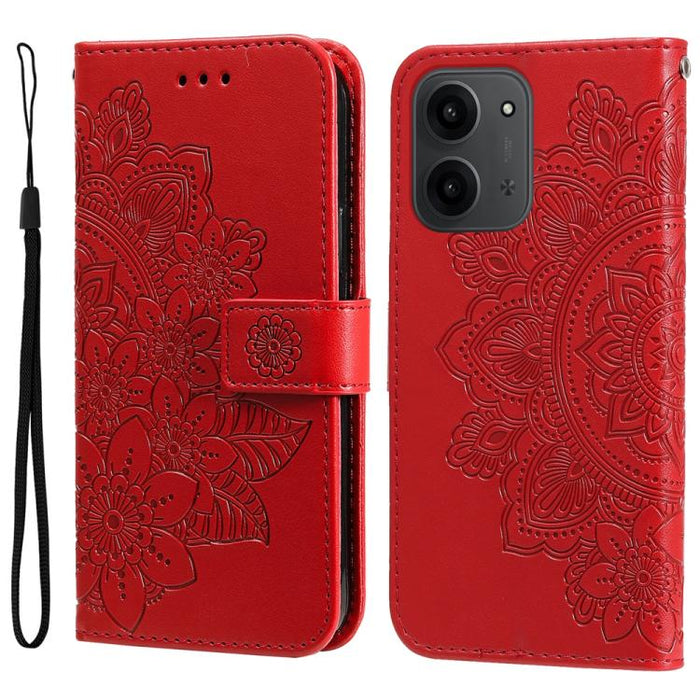 Funda para teléfono de cuero con estampado de flores de siete pétalos, For Redmi 15a 5G, For Redmi Turbo 5 Max 5G / Poco X8 Pro Max 5G, For Redmi Turbo 5 5G / Poco X8 Pro 5G, For Redmi Note 15 Pro+ 5G 163.3mm / Poco M8 Pro 5G                           ...