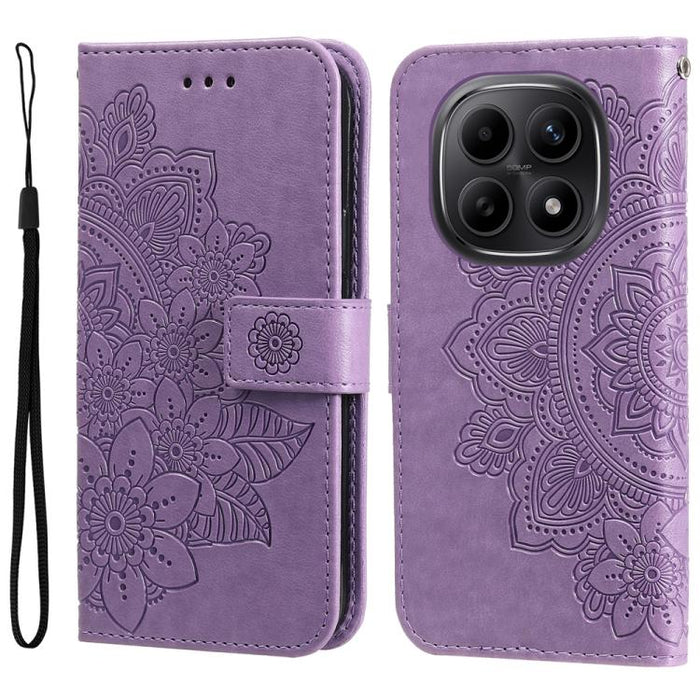 Funda para teléfono de cuero con estampado de flores de siete pétalos, For Redmi 15a 5G, For Redmi Turbo 5 Max 5G / Poco X8 Pro Max 5G, For Redmi Turbo 5 5G / Poco X8 Pro 5G, For Redmi Note 15 Pro+ 5G 163.3mm / Poco M8 Pro 5G                           ...