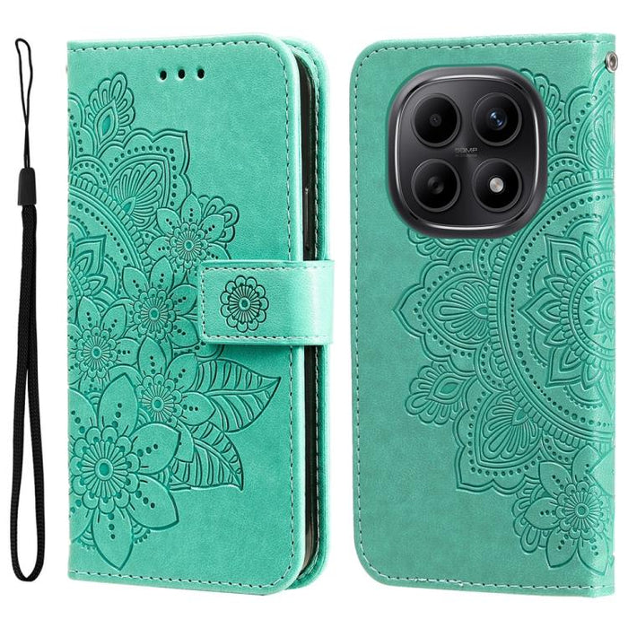 Funda para teléfono de cuero con estampado de flores de siete pétalos, For Redmi 15a 5G, For Redmi Turbo 5 Max 5G / Poco X8 Pro Max 5G, For Redmi Turbo 5 5G / Poco X8 Pro 5G, For Redmi Note 15 Pro+ 5G 163.3mm / Poco M8 Pro 5G                           ...