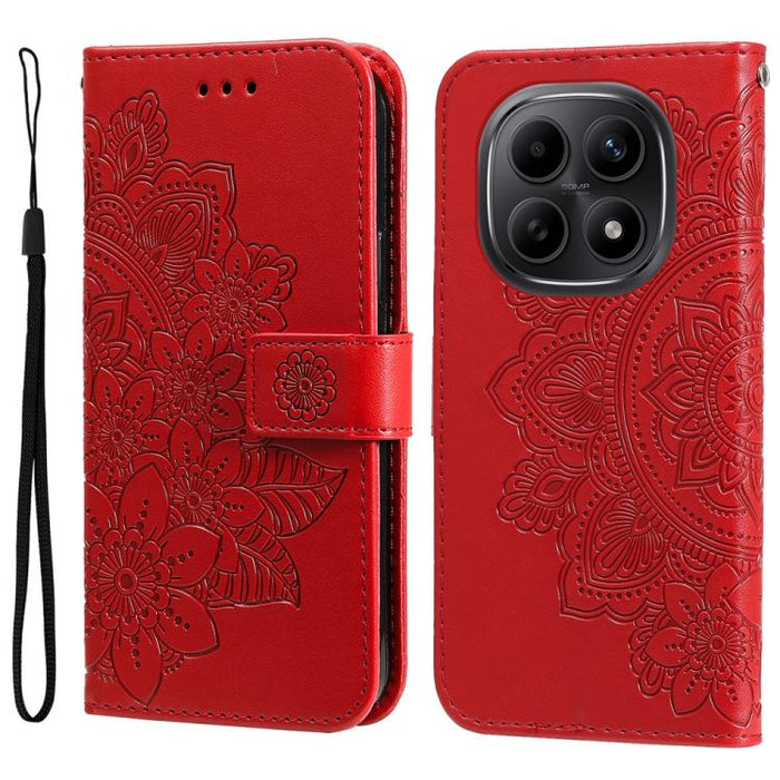 Funda para teléfono de cuero con estampado de flores de siete pétalos, For Redmi 15a 5G, For Redmi Turbo 5 Max 5G / Poco X8 Pro Max 5G, For Redmi Turbo 5 5G / Poco X8 Pro 5G, For Redmi Note 15 Pro+ 5G 163.3mm / Poco M8 Pro 5G                           ...