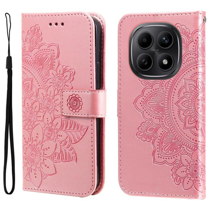 Funda para teléfono de cuero con estampado de flores de siete pétalos, For Redmi 15a 5G, For Redmi Turbo 5 Max 5G / Poco X8 Pro Max 5G, For Redmi Turbo 5 5G / Poco X8 Pro 5G, For Redmi Note 15 Pro+ 5G 163.3mm / Poco M8 Pro 5G                           ...