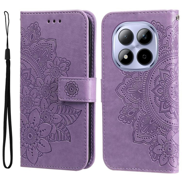 Funda para teléfono de cuero con estampado de flores de siete pétalos, For Redmi 15a 5G, For Redmi Turbo 5 Max 5G / Poco X8 Pro Max 5G, For Redmi Turbo 5 5G / Poco X8 Pro 5G, For Redmi Note 15 Pro+ 5G 163.3mm / Poco M8 Pro 5G                           ...